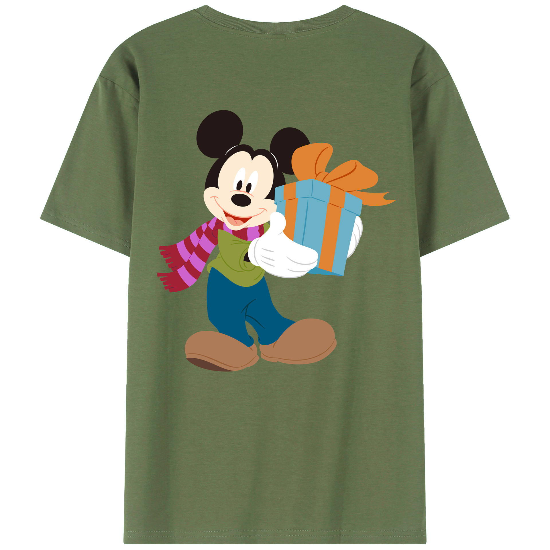 ミッキーマウス Mickey Mouse 綿100％ メンズ半袖Tシャツ（バックプリント） 通気性